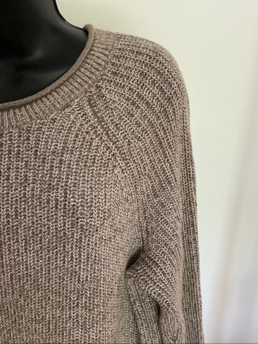 Ellen Tracy Marled Crewneck Sweater, Oatmeal Marl, Size Large - Picture 8 of 16